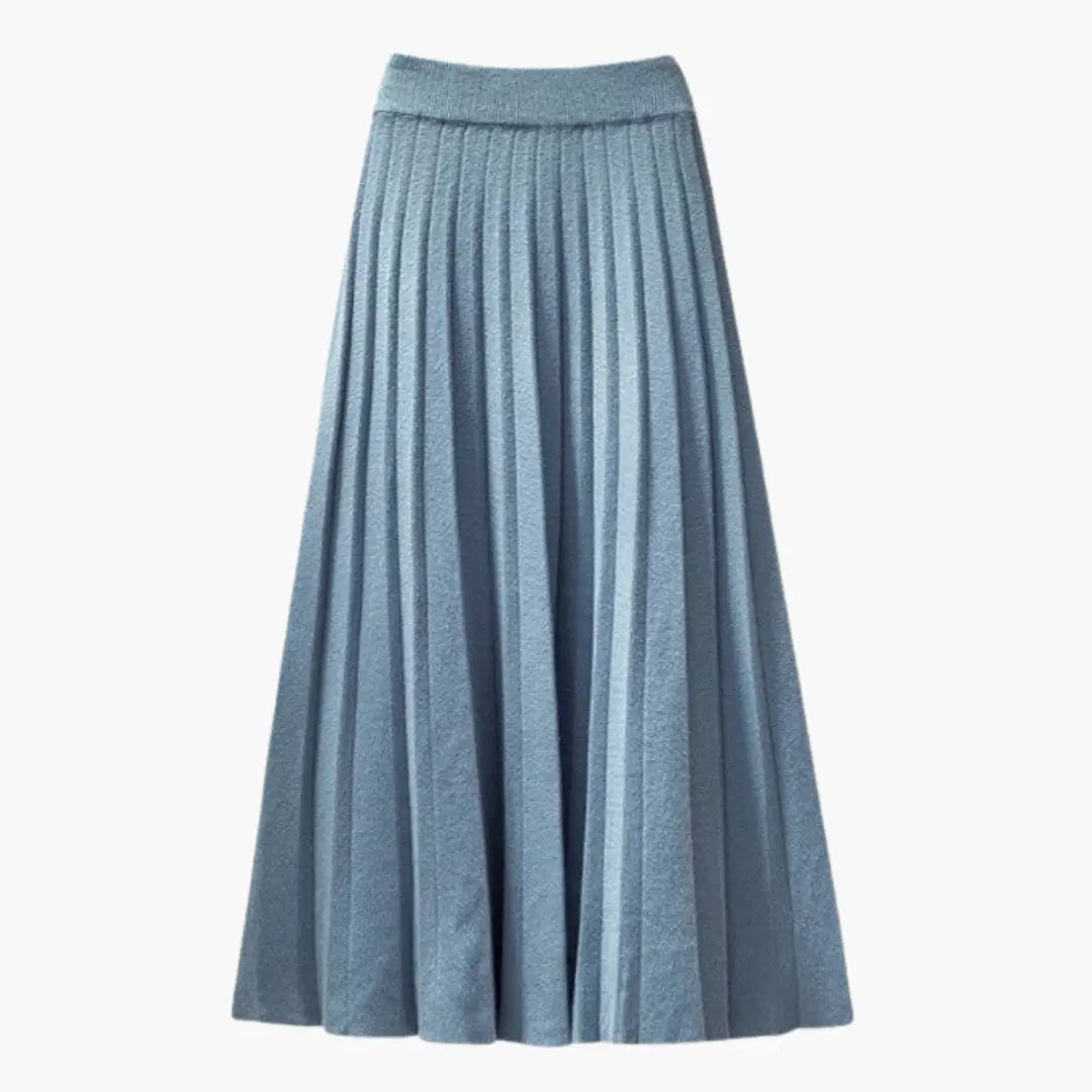 Wynter — Ribbed Knit Pleated Maxi Skirt With Flowing Ankle-Length Elegant Texture