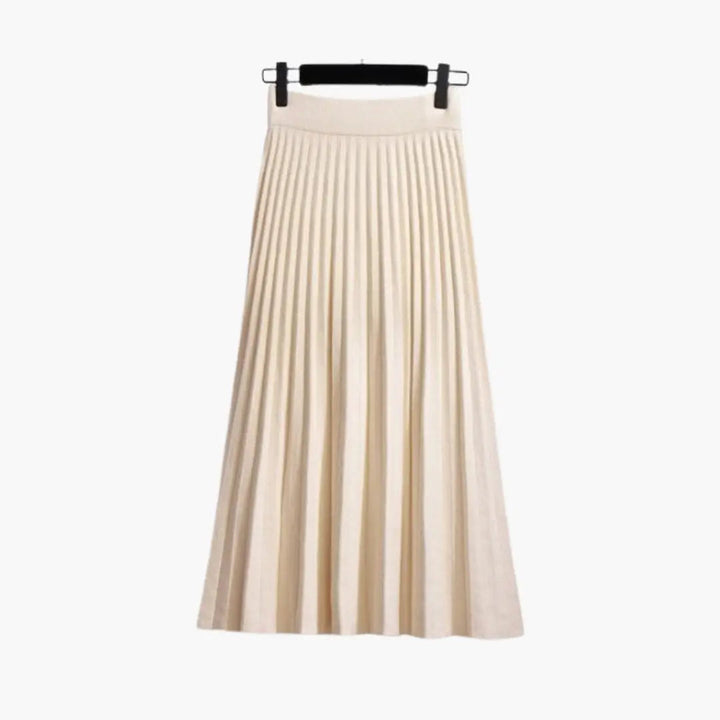 Wynter — Ribbed Knit Pleated Maxi Skirt With Flowing Ankle-Length Elegant Texture