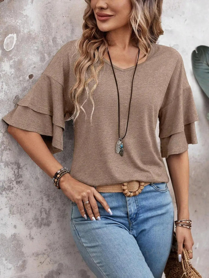 Marisela — Sheer White Blouse With Elegant Half Sleeve Summer Style