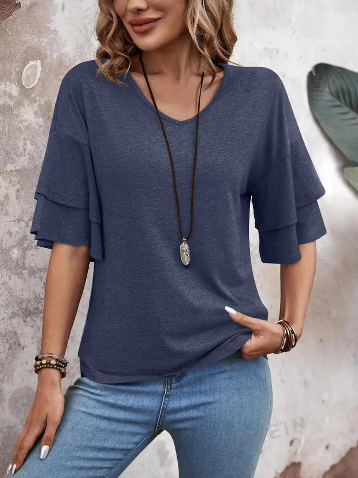 Marisela — Sheer White Blouse With Elegant Half Sleeve Summer Style