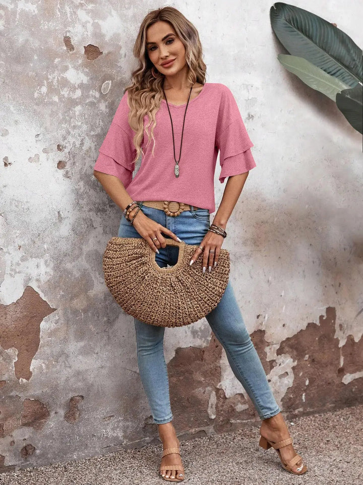 Marisela — Sheer White Blouse With Elegant Half Sleeve Summer Style