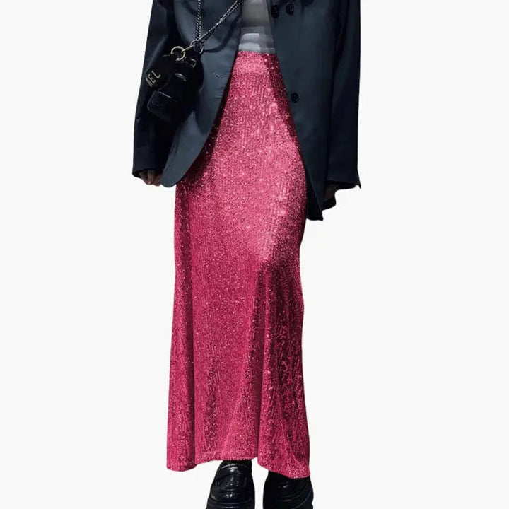 Celestine — Shimmering Sequin Maxi Skirt With High-Waisted Elegant Evening Design