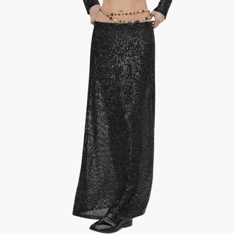 Celestine — Shimmering Sequin Maxi Skirt With High-Waisted Elegant Evening Design