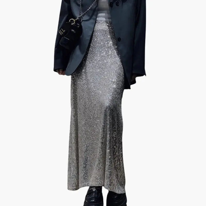 Celestine — Shimmering Sequin Maxi Skirt With High-Waisted Elegant Evening Design