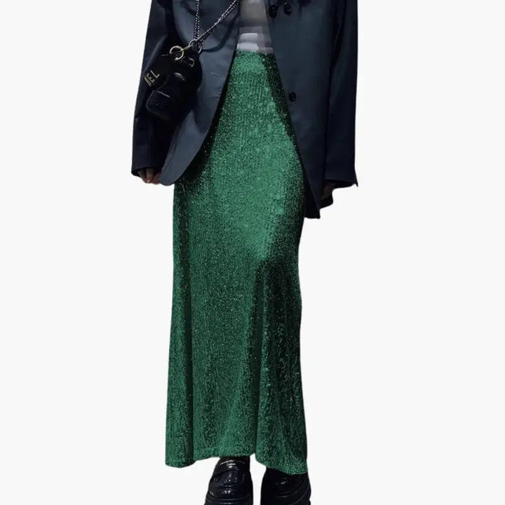 Celestine — Shimmering Sequin Maxi Skirt With High-Waisted Elegant Evening Design