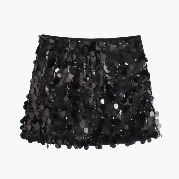 Glitterati — Shimmering Sequin Mini Skirt With Sleek Straight Hem Party Design