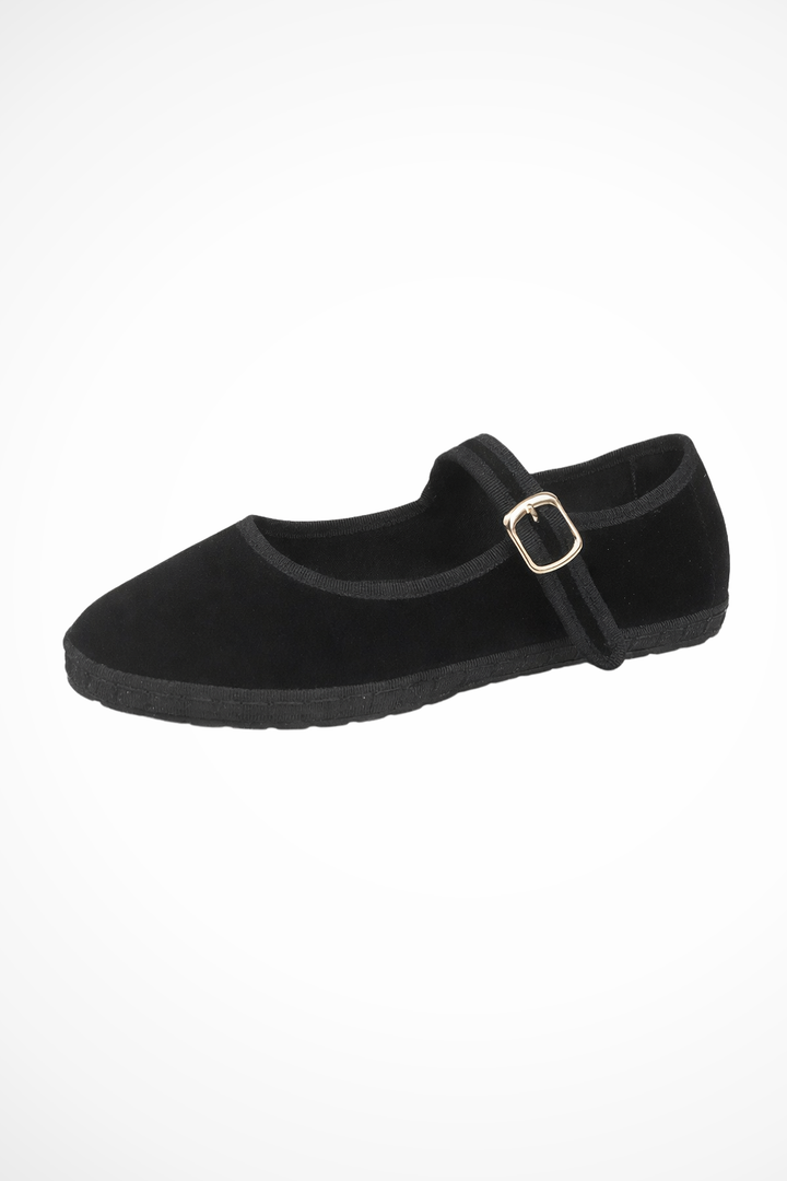 Maryjane — Suede-Like Mary Jane Flats With Classic Round Toe Comfortable Design