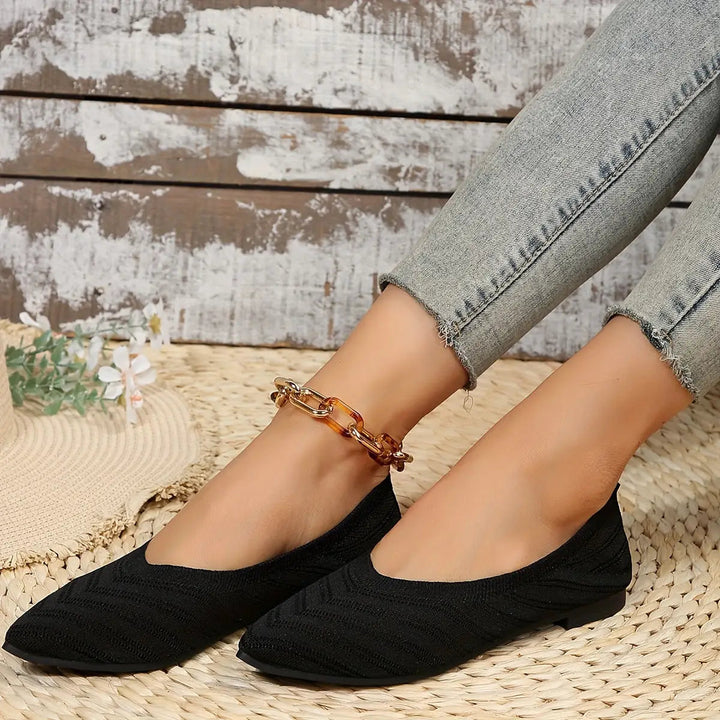 Synthflatelegant — Synthetic Leather Flat Shoes With Comfortable Elegant Casual Design