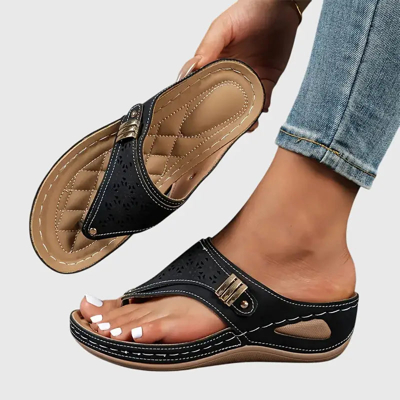 Wedgewalk — Synthetic Orthopedic Sandals With Comfortable Slip-On Wedge Footwear Design