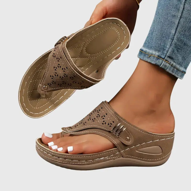 Wedgewalk — Synthetic Orthopedic Sandals With Comfortable Slip-On Wedge Footwear Design