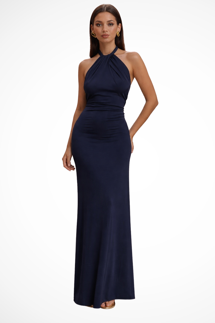 Twistedknot — Twisted Knot Open Back Maxi Dress With Sleek Bodycon Wedding Silhouette