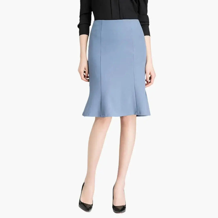 Penelope — Woven A-Line Midi Skirt With Flared Elastic Waist Pull-On Office Design