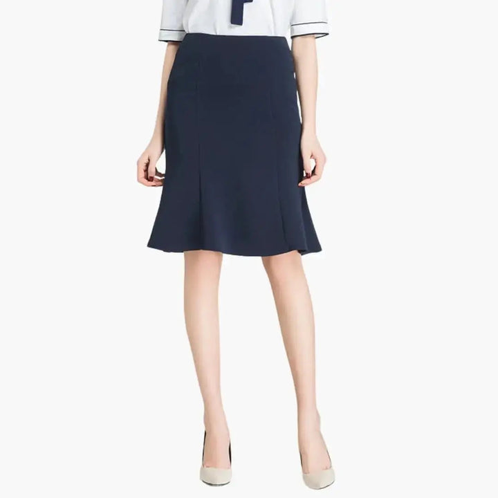 Penelope — Woven A-Line Midi Skirt With Flared Elastic Waist Pull-On Office Design