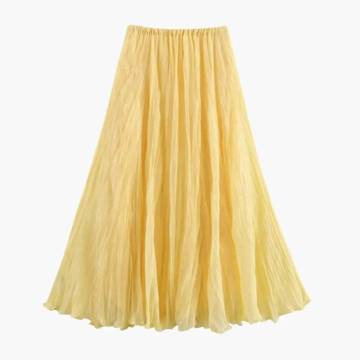 Marigold — Woven Pleated Maxi Skirt With Elegant Structured Long Hemline