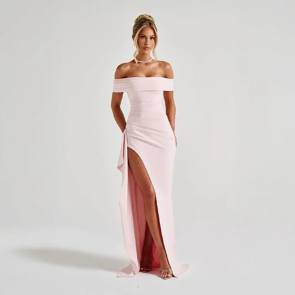 Josephine — Elegant Off-Shoulder Maxi Dress With High Side Slit