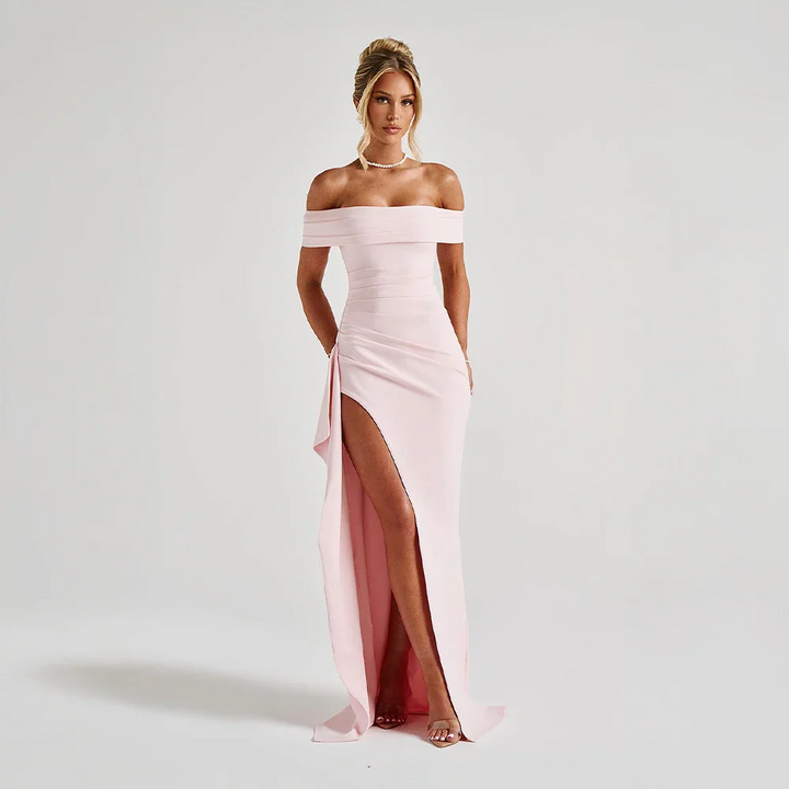 Josephine — Elegant Off-Shoulder Maxi Dress With High Side Slit