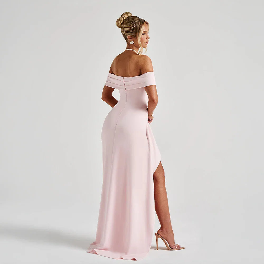 Josephine — Elegant Off-Shoulder Maxi Dress With High Side Slit For Wedding Guests