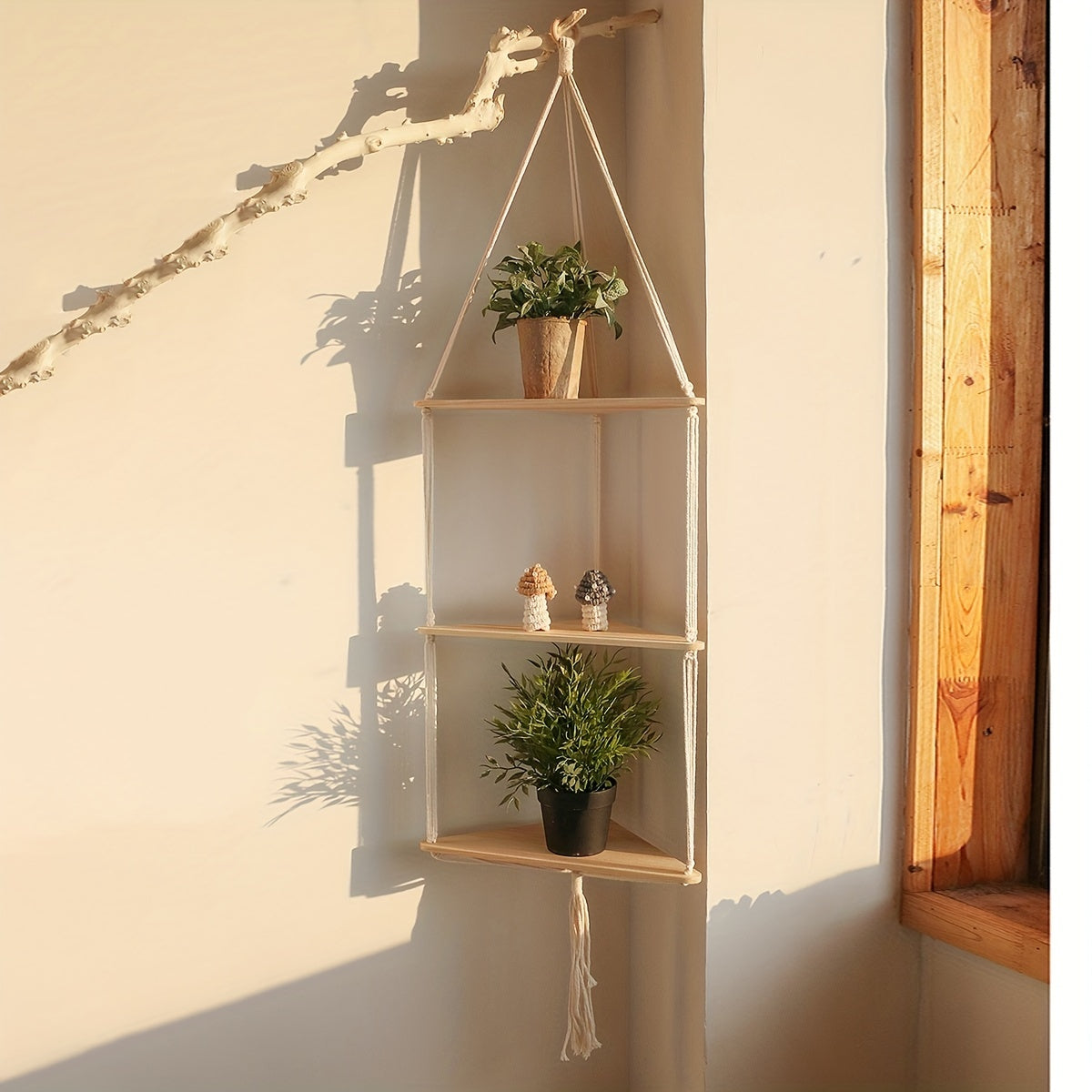 Movattis™ - Bohemian Triangular Wooden Shelf: Stylish Wall Hanging Decor