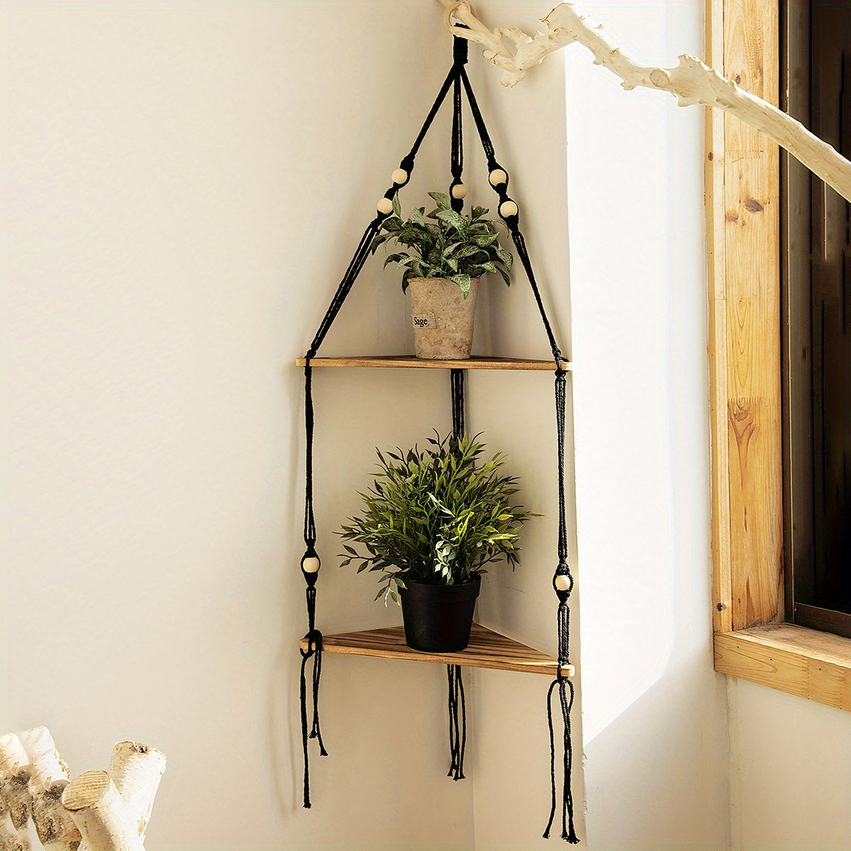 Movattis™ - Bohemian Triangular Wooden Shelf: Stylish Wall Hanging Decor