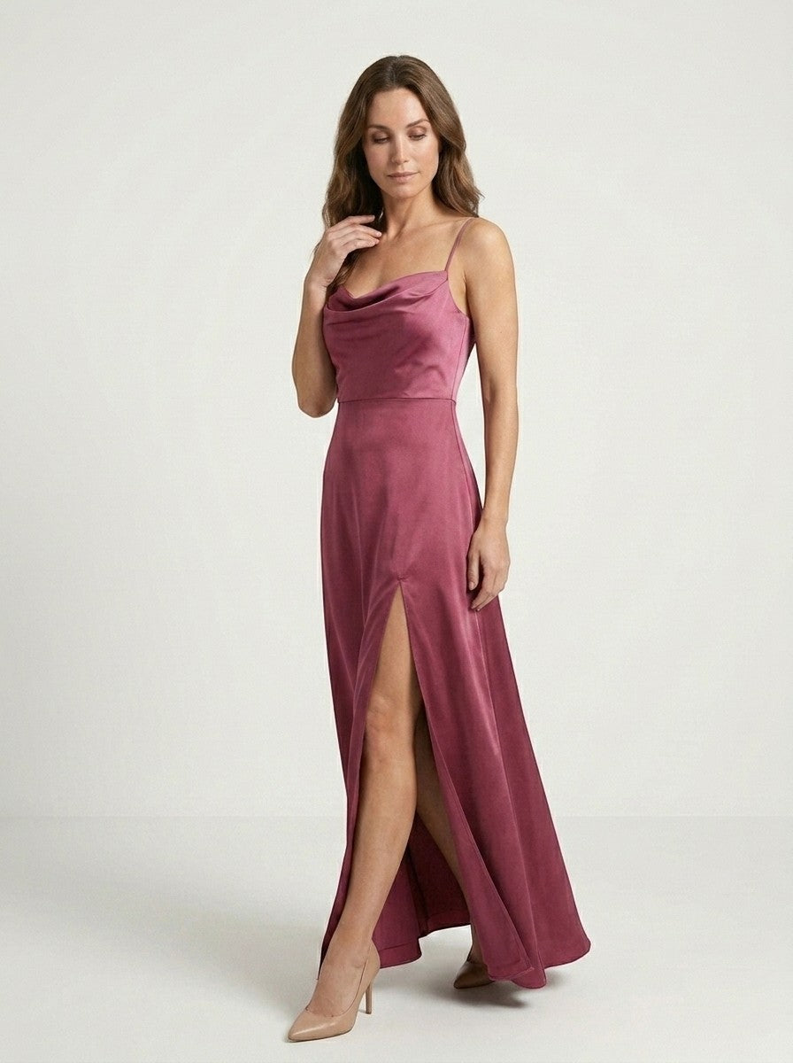 Charlotte — Elegant Maxi Dress With Sleeveless Draped Neckline Evening Gown
