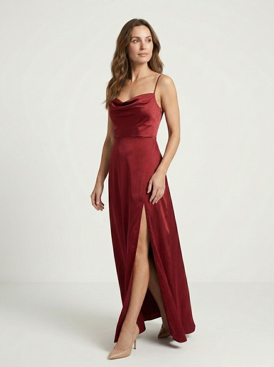 Charlotte — Elegant Maxi Dress With Sleeveless Draped Neckline Evening Gown