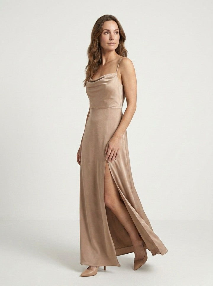 Charlotte — Elegant Maxi Dress With Sleeveless Draped Neckline Evening Gown