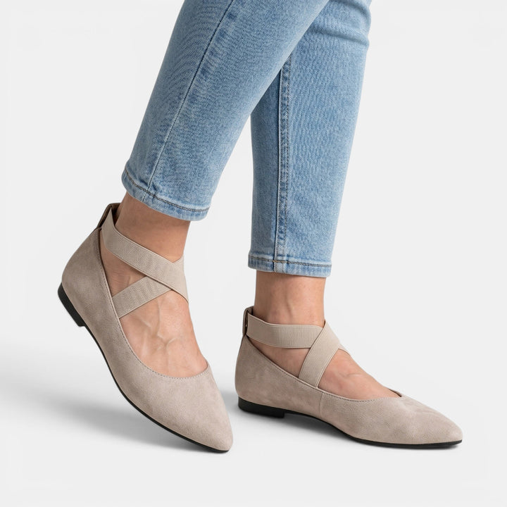 Elena — Matte Black Ballet Flats With Chic Pointed Toe Ankle Strap Design