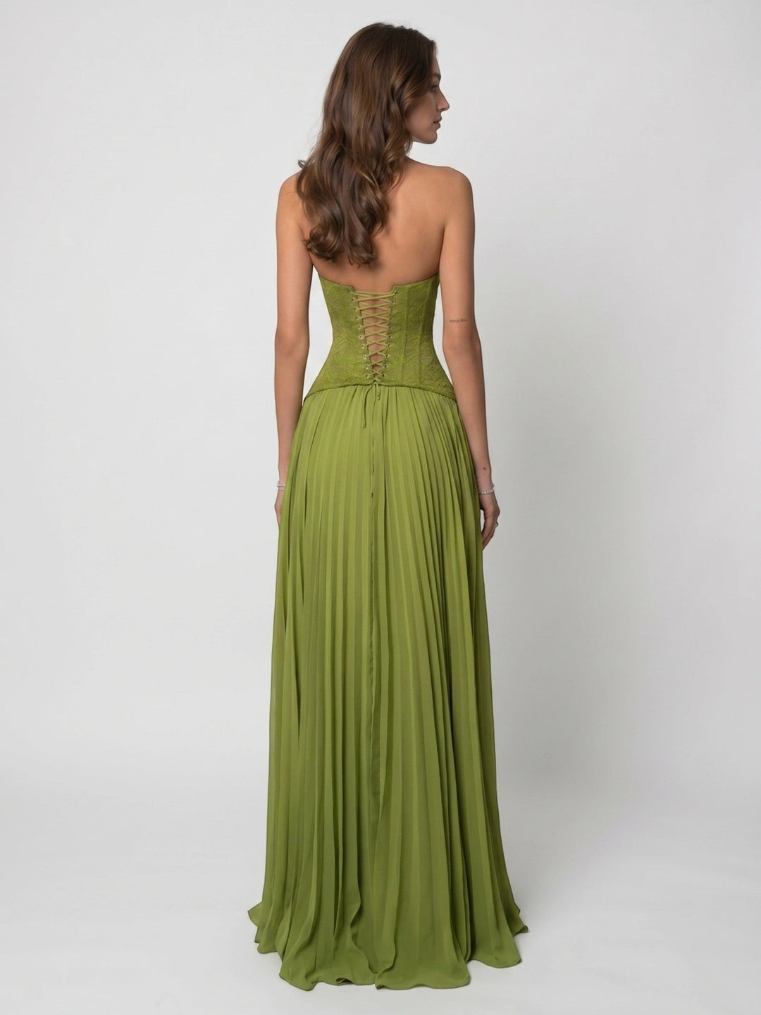 Mirabella — Elegant Draped Pleated Maxi Dress With Structured Corset Style