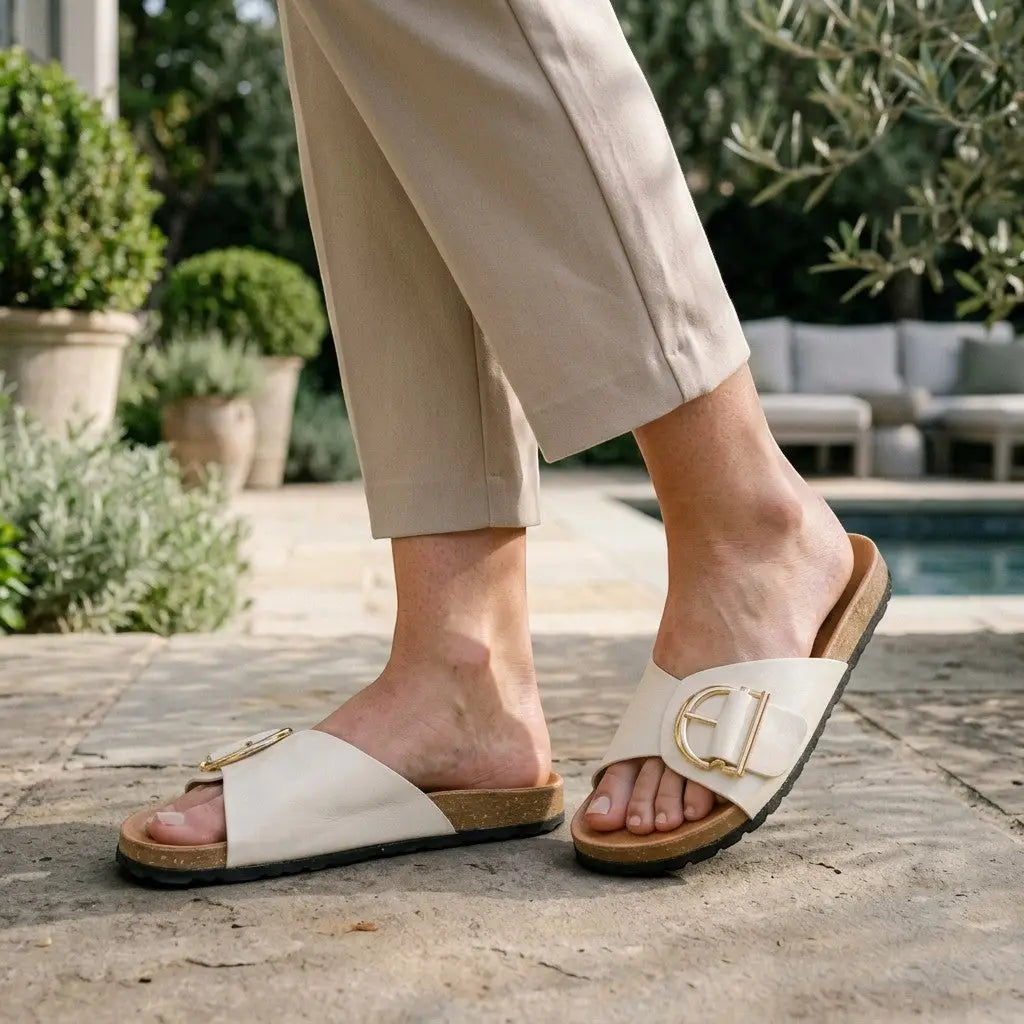 Buckleease — PU Buckled Mules With Chic Open Slip-On Everyday Comfort Design