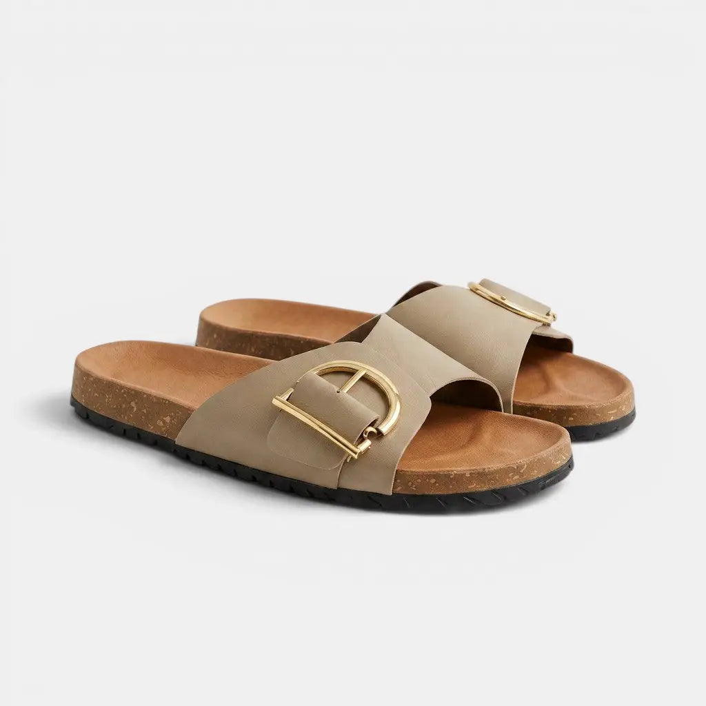 Buckleease — PU Buckled Mules With Chic Open Slip-On Everyday Comfort Design