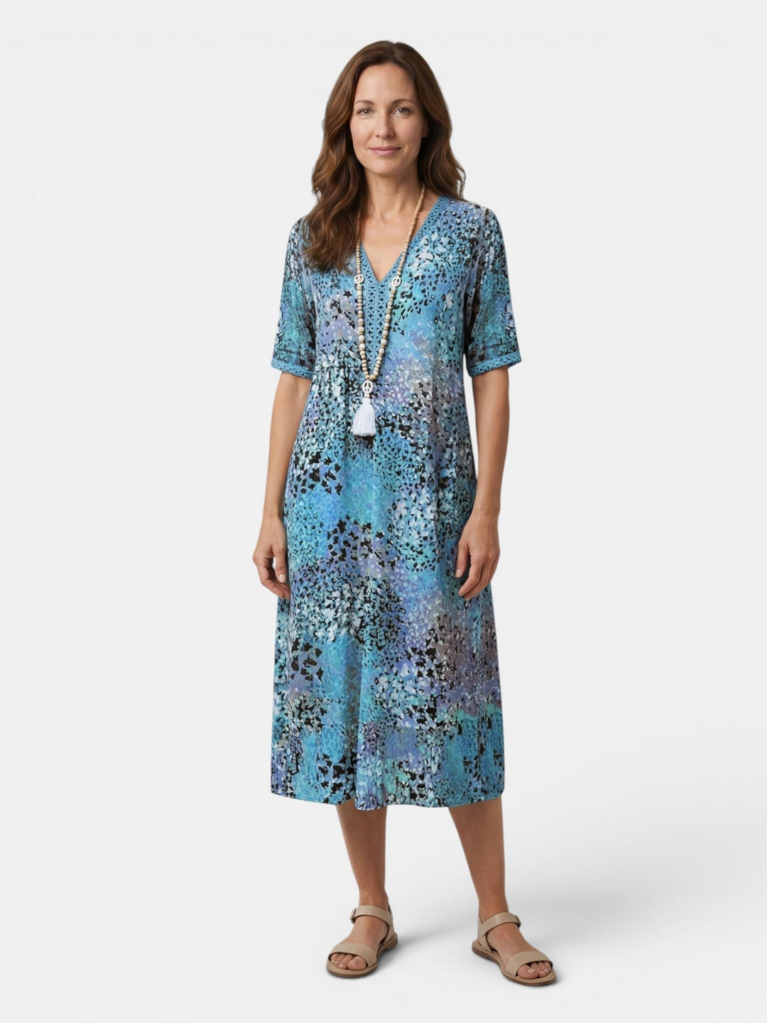 Esme — Colourful Printed Midi Dress With Relaxed Fit For Casual Wear