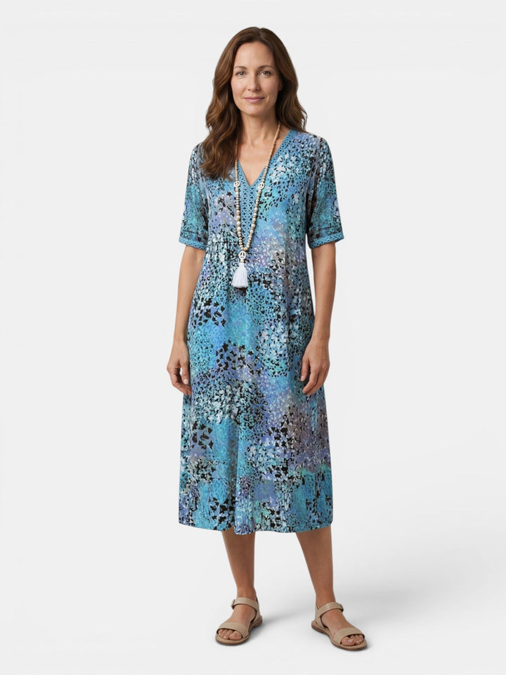 Esme — Colourful Printed Midi Dress With Relaxed Fit For Casual Wear