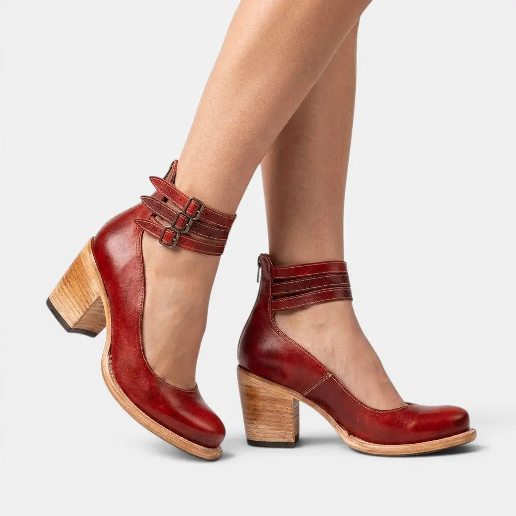 Doublewedge — PU Leather Open Toe Wedge Sandals With Comfortable Double Strap Design