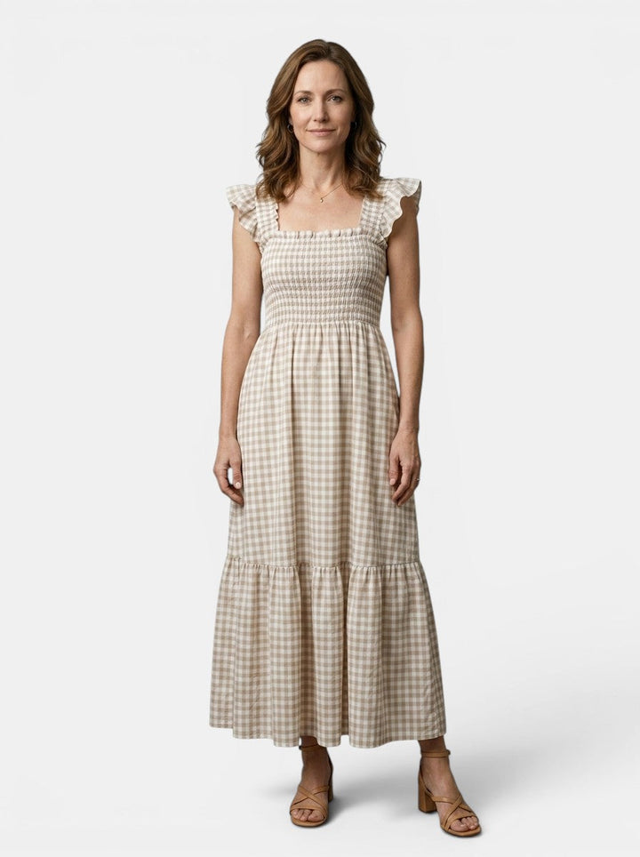 Constance — Cotton Gingham Maxi Dress For Elegant Flowing Summer Charm