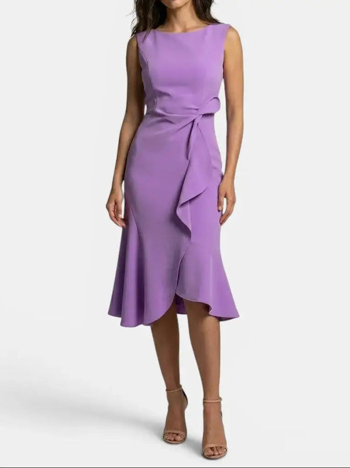 Marisabel — Elegant Asymmetric Midi Dress With Sleek Sleeveless Cocktail Design For Special Occasions