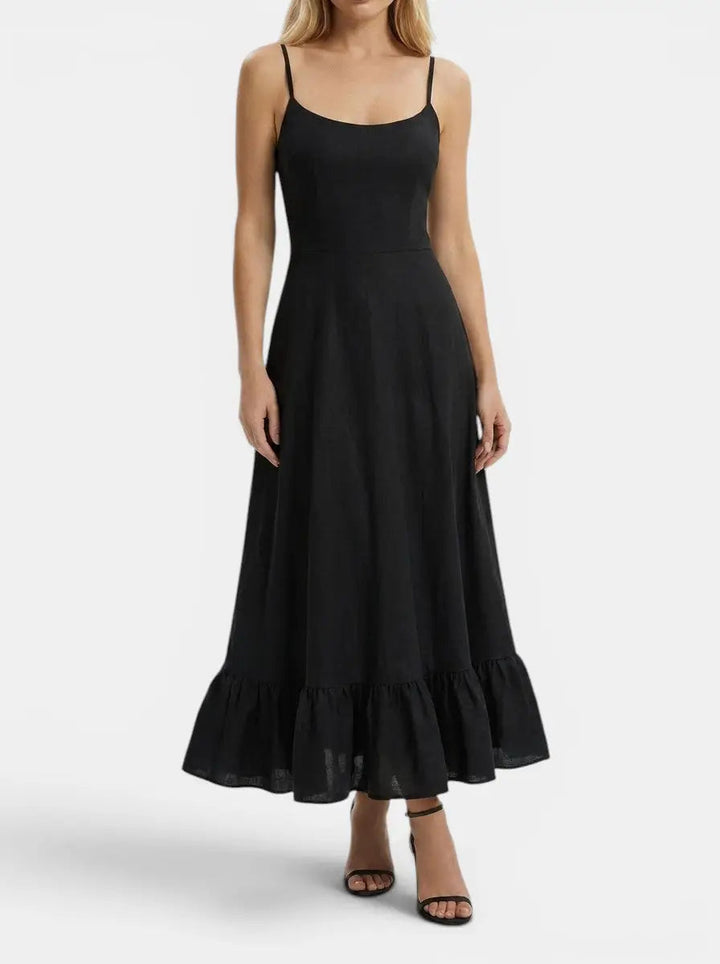 Beatrix — Elegant Fabric Midi Evening Dress With Flattering Ruffle Detail