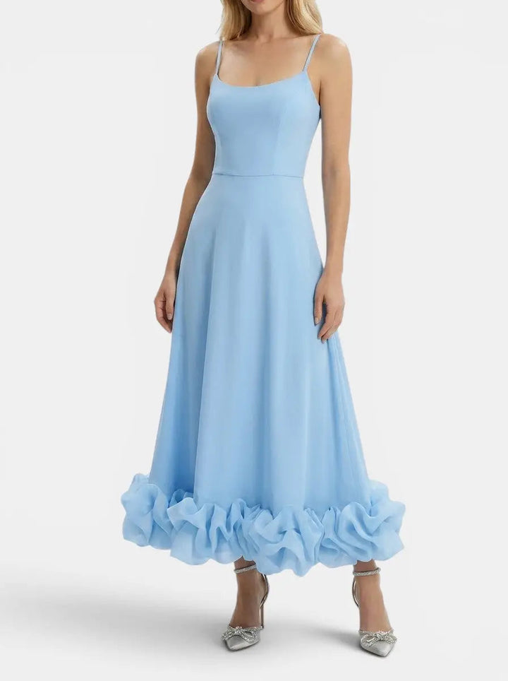 Beatrix — Elegant Fabric Midi Evening Dress With Flattering Ruffle Detail