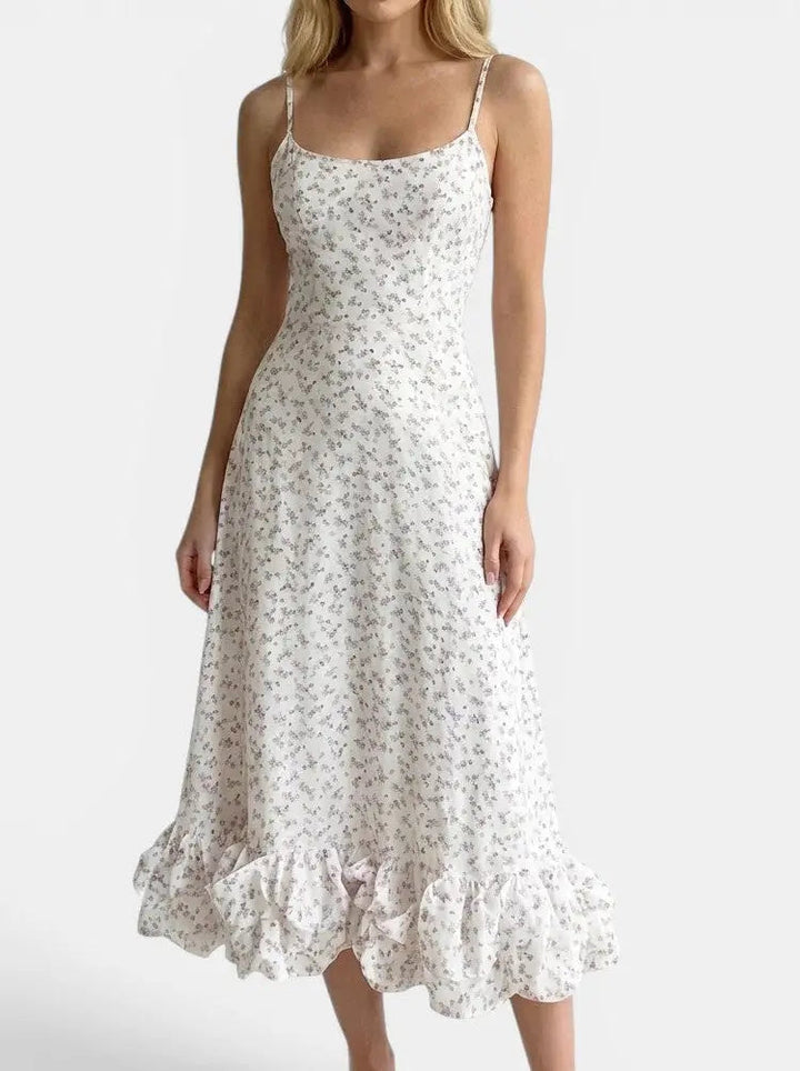 Beatrix — Elegant Fabric Midi Evening Dress With Flattering Ruffle Detail