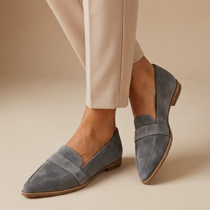 Pointedsummer — Elegant Leather Loafers With Stylish Pointed Toe Slip-On Summer Design
