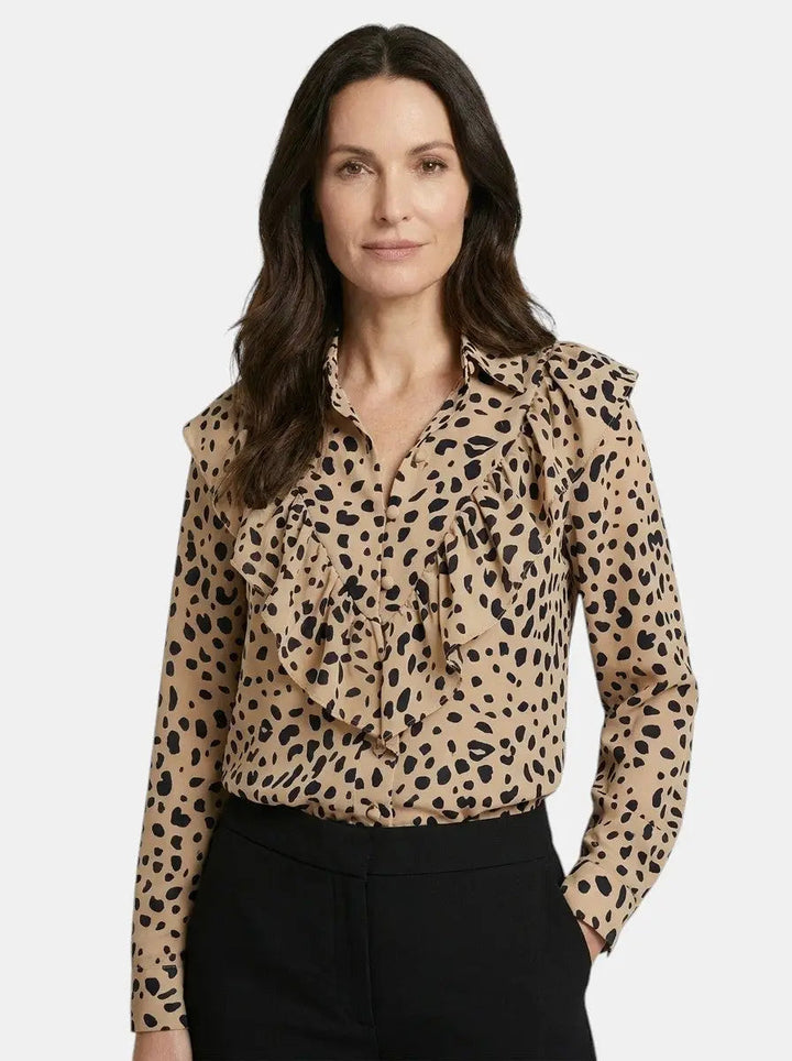 Calliope — Elegant Leopard Print Long Sleeve Blouse For Stylish Year-Round Wear