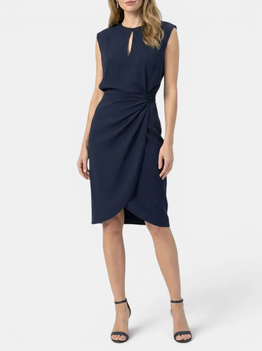 Theodosia — Elegant Midi Cocktail Dress With Keyhole Neckline And Ruched Waist