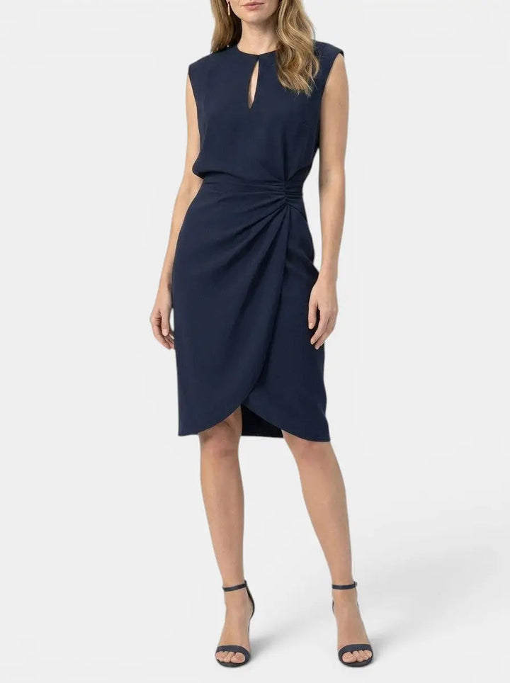 Theodosia — Elegant Midi Cocktail Dress With Keyhole Neckline And Ruched Waist