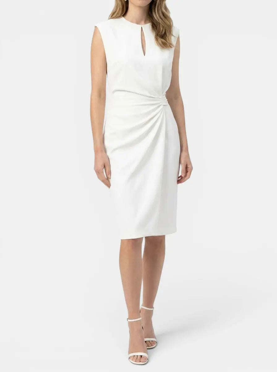 Theodosia — Elegant Midi Cocktail Dress With Keyhole Neckline And Ruched Waist