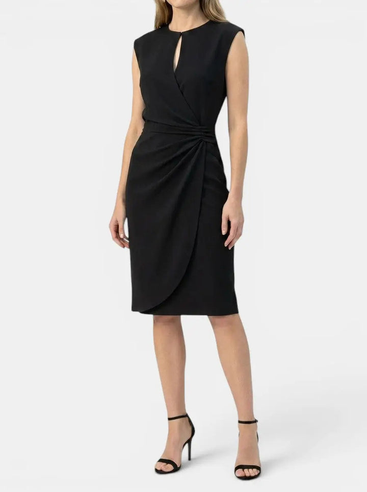 Theodosia — Elegant Midi Cocktail Dress With Keyhole Neckline And Ruched Waist