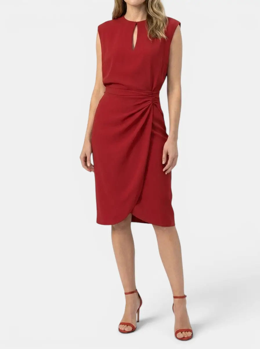 Theodosia — Elegant Midi Cocktail Dress With Keyhole Neckline And Ruched Waist