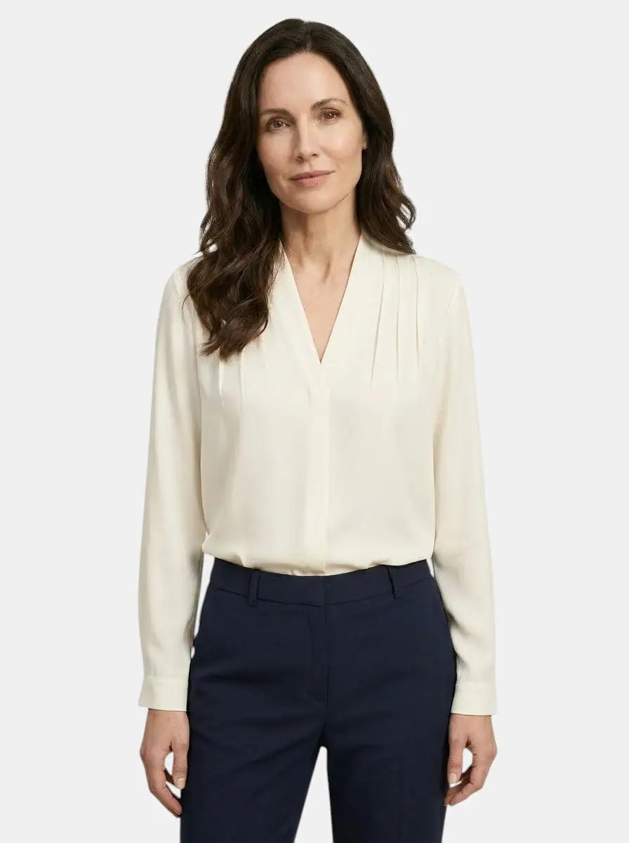 Marisia — Elegant Satin Puff Sleeve Blouse With Tailored Waist Summer Style