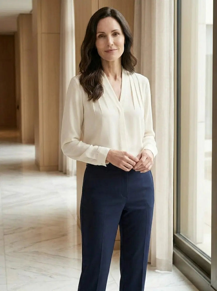 Marisia — Elegant Satin Puff Sleeve Blouse With Tailored Waist Summer Style