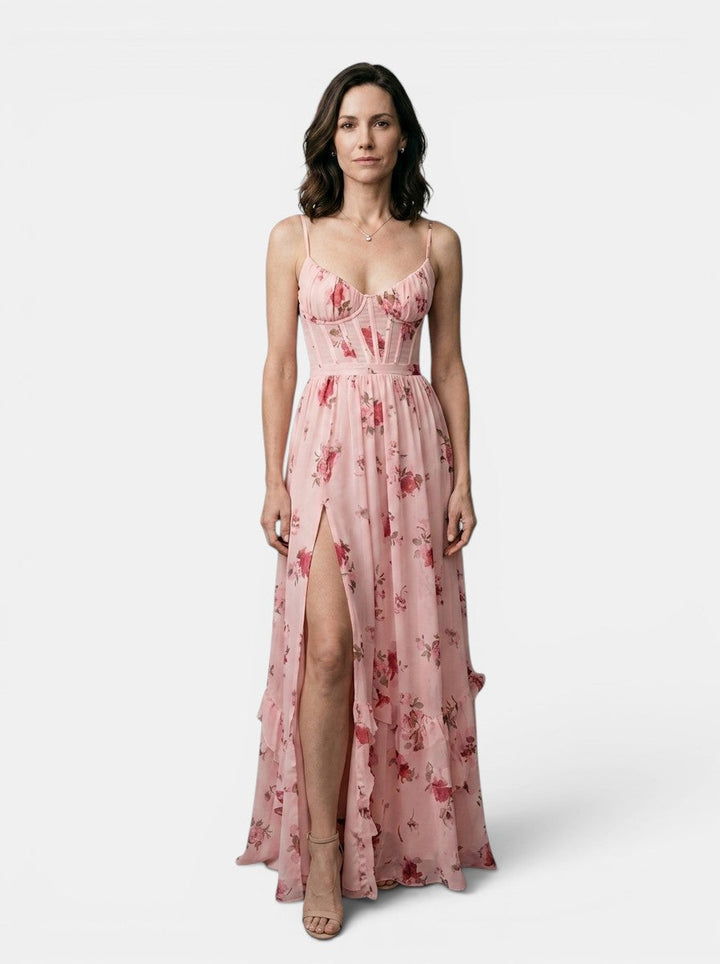 Anouk — Floral Print Maxi Dress With Elegant Flowing Side Slit Design