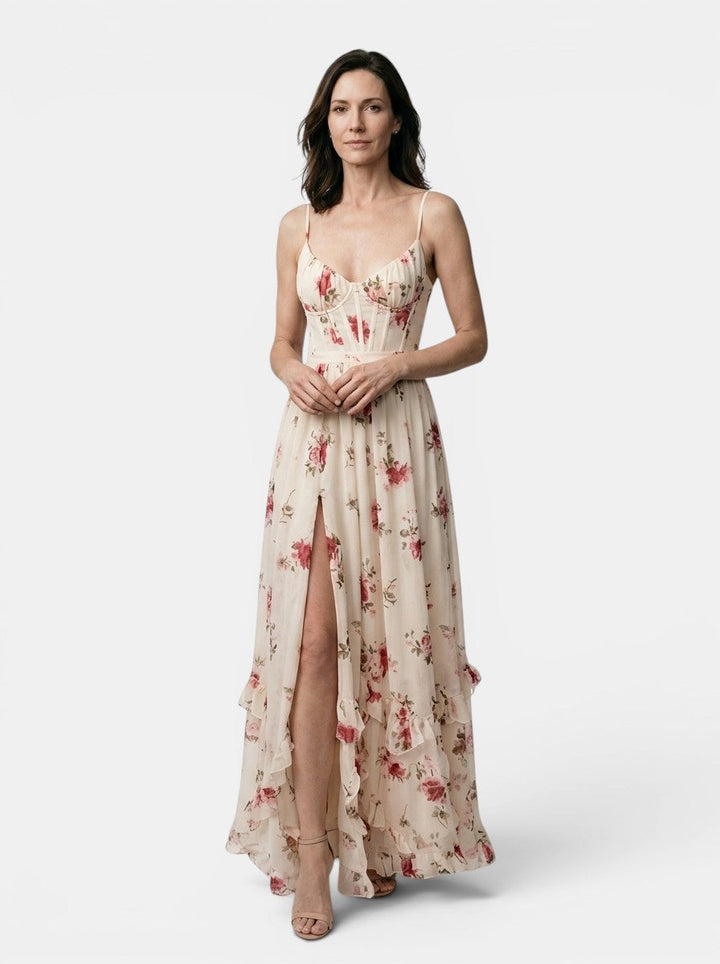 Anouk — Floral Print Maxi Dress With Elegant Flowing Side Slit Design