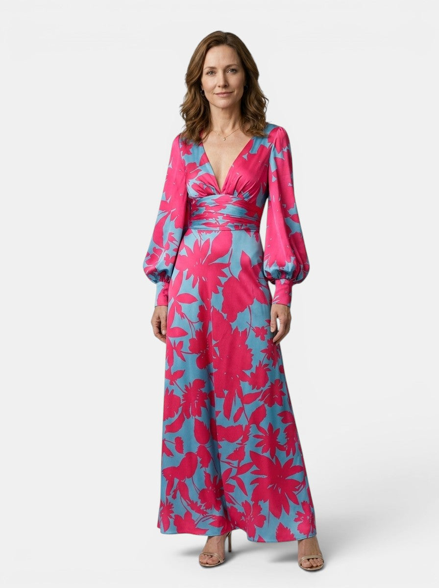 Cressida — Flowing Maxi Dress With Elegant Defined Waist And Long Sleeves